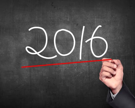 Hand draw 2016 number. New year concept