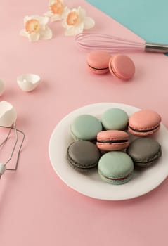 The cookies with cream on pink background