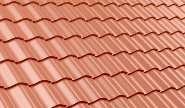 Red clay roof tiles for background