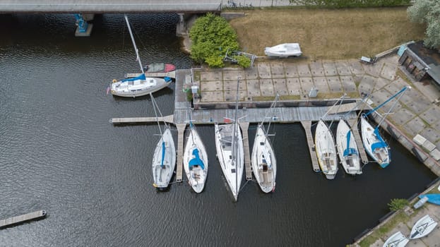 Harbor Roja Latvia Aerial view of countryside drone top view