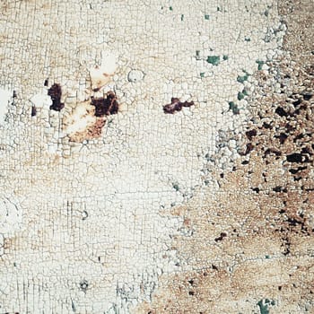 Peeling paint texture. Grunge weathered background with cracks and rust spots.