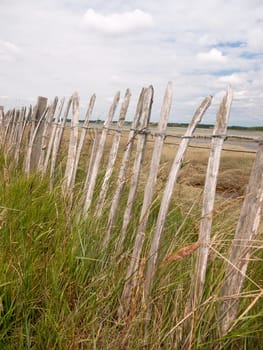wooden old fence outside coast line walking path  England  UK