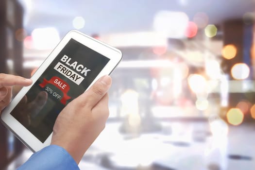 Black Friday with special offer discount half price on online shop