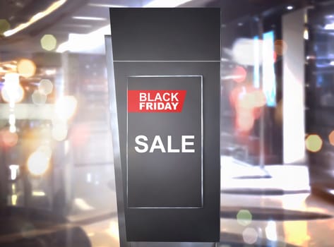 Sale on Black Friday announcement in the billboard advertising at mall