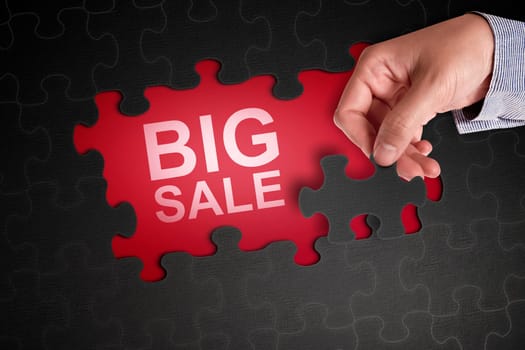 Puzzle with Big sale text on background. Black friday concept.