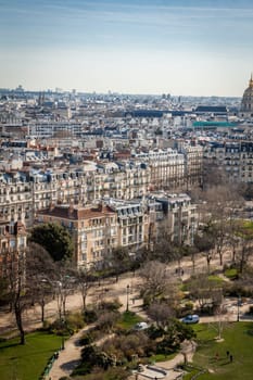Skyline of Paris with cityscape on the Saine with blue sky in summer