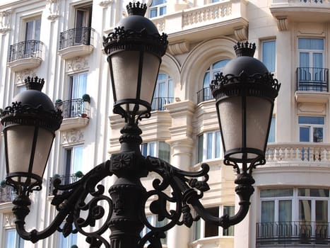 Historical lamp on the streets of Valencia
