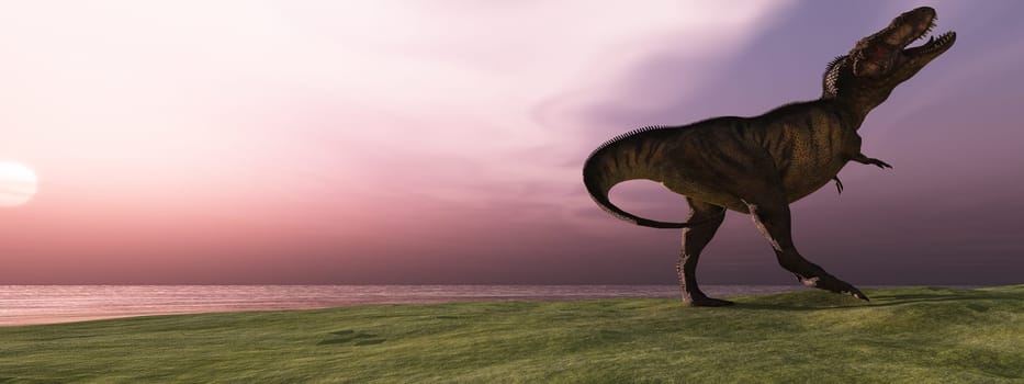Sunrise finds T-Rex roaring with power and protecting his territory.
