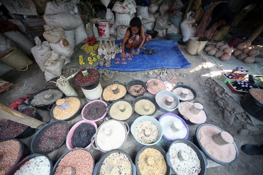 The Fruechte and Gemuesemarkt in Dili,the capital of East Timor on the two separate island of Timor in Asia.