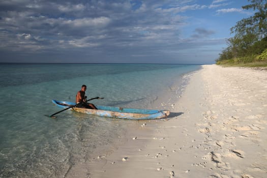 The beach landscape on Jaco Island in the background in the most easterly point on the Timor Sea in East Timor on the two separate island of Timor in Asia.