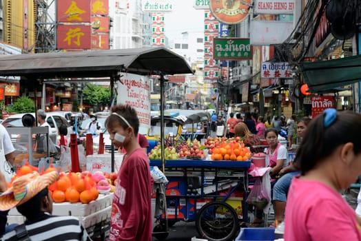 Everyday life in China Town in the city of Bangkok in Thailand in South East Asia.