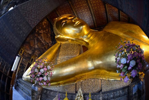 The Great Buddha at Wat Pho Temple in Bangkok,Thailand,South East Asia.