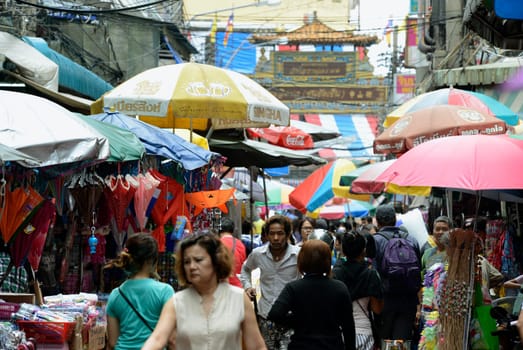 Everyday life in China Town in the city of Bangkok in Thailand in South East Asia.