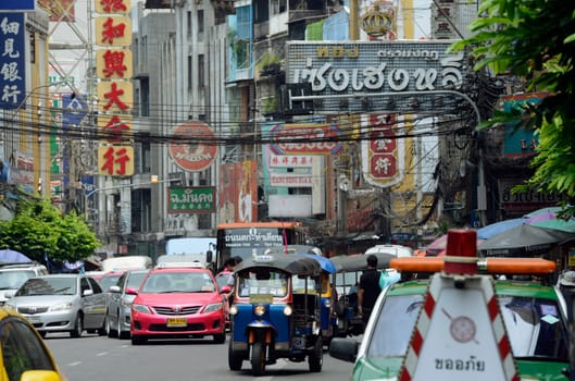 Everyday life in China Town in the city of Bangkok in Thailand in South East Asia.