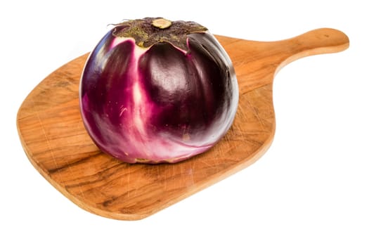 Sicilian Purple Eggplant on wooden cutting board