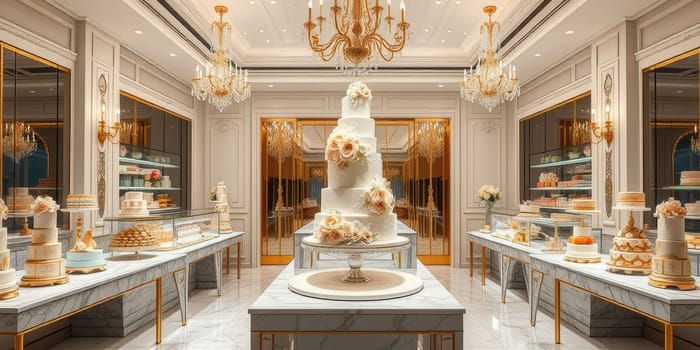 Boutique with chic wedding cakes. High quality photo