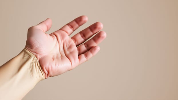 Outstretched Hand on Isolated Background. High quality photo