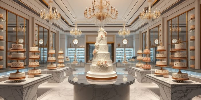 Boutique with chic wedding cakes. High quality photo