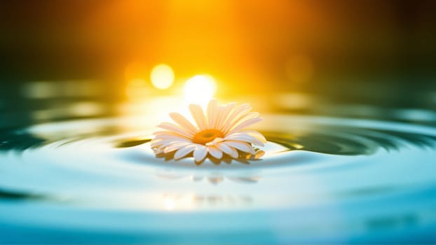 Chamomile flower floating in water. High quality photo