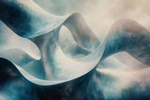 Soft flowing shapes blend shades of blue and grey, creating a tranquil atmosphere that inspires thoughts of elegance in nature.