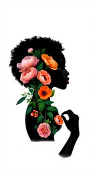 The woman's face profile is covered in bright colors. High quality photo
