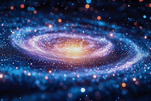 Swirling patterns of light and color create a stunning representation of a galaxy filled with stars and cosmic energy in space.