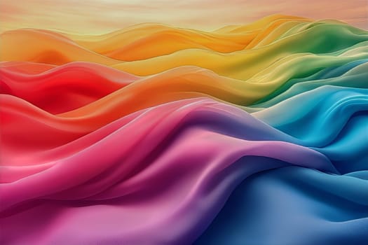 Bright, flowing waves of color blend together in stunning layers, capturing the beauty of light at sunset in an artistic display.