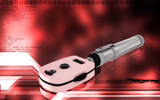 Digital illustration of ophthalmoscope in colour background