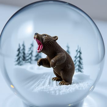 Bear inside a snow globe. High quality photo