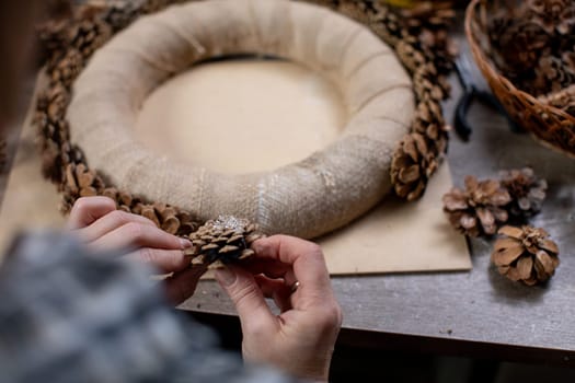 This is a creative, handson process dedicated to making a charming pinecone wreath for elegant home decoration