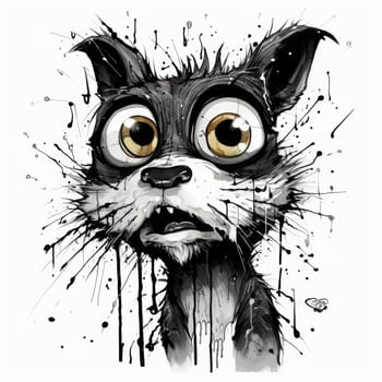 Funny frightened squirrel on a white background. High quality photo