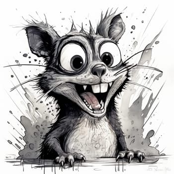 Funny frightened squirrel on a white background. High quality photo