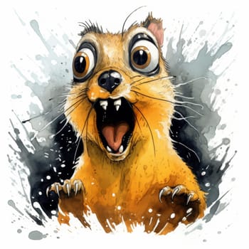 Funny frightened squirrel on a white background. High quality photo