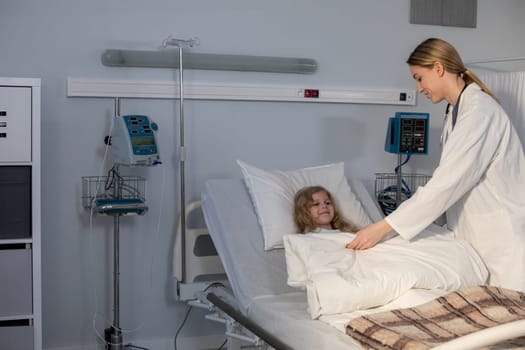 A compassionate and dedicated nurse provides comfort and emotional support to a young patient in a hospital setting