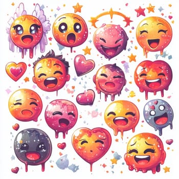 Funny emoticons on a white background. High quality photo