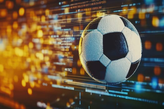 A dynamic image of a soccer ball in motion against a colorful digital backdrop, illustrating the fusion of sports and technology in modern gameplay.