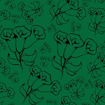 Flower graphic design. Vector floral hand drawn element for decoration and design. Black image.