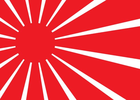 Flag of Japan with red rays. Stylization of japanese national banner. Vector illustration