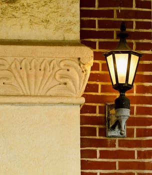 Nineteenth  century entrance pillar with lamp at side