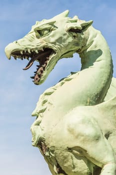 Famous Dragon bridge, Zmajski most, symbol of Ljubljana, capital of Slovenia, Europe.