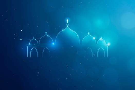 Template giftcard blue background and mosque logo, you can put your design.