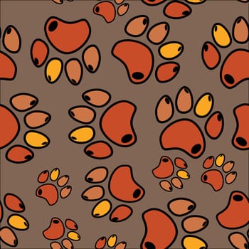 Cat or dog paw seamless pattern - vector animal footprint texture.
