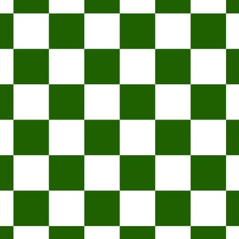 Chessboard or checker board seamless pattern in green and white. Checkered board for chess or checkers game. Strategy game concept. Checkerboard background.
