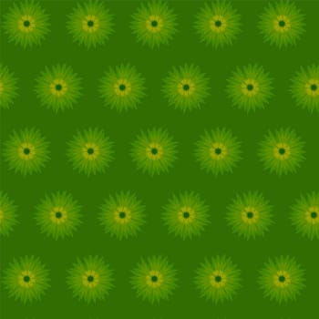 Seamless pattern with green flower cornflower isolated on white background. Cartoon vector centaurea cyanus illustration