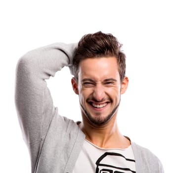 Hansdome young man isolated over a white background