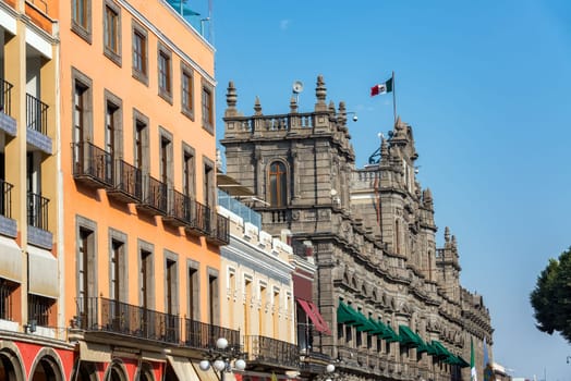 Historic town hall building in Puebla, Mexico