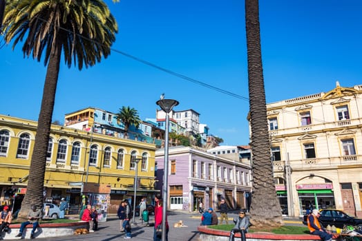 VALPARAISO, CHILE - MAY 31: Activity in a plaza in Valparaiso, Chile on May 31, 2014