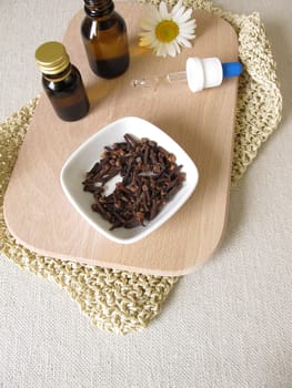 Homemade insect repellent with clove oil for the skin for insect defense