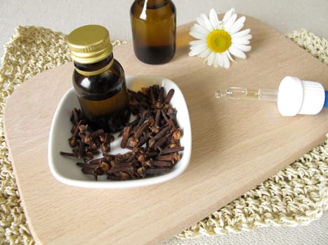Homemade insect repellent with clove oil for the skin for insect defense