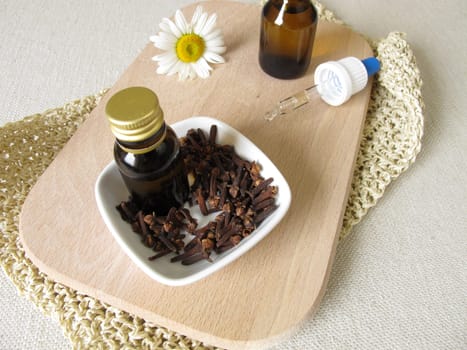 Homemade insect repellent with clove oil for the skin for insect defense